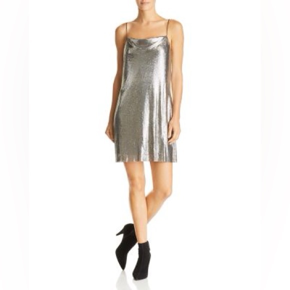Alice and Olivia - Harmony Chain Mail Slip Dress in antique silver size 2 - Picture 3 of 9